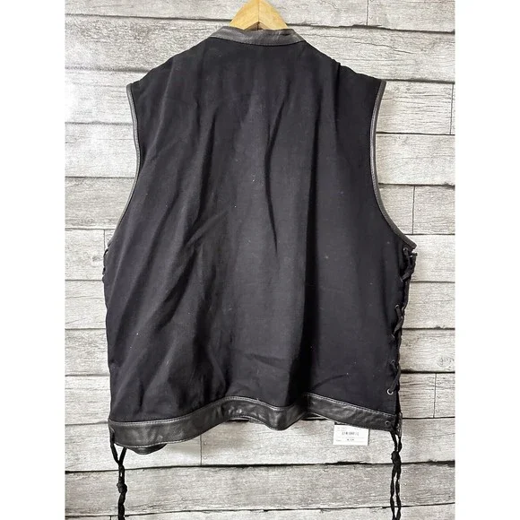 Motorcycle Mens Leather / Denim Biker Club Black New (Summer) Vest